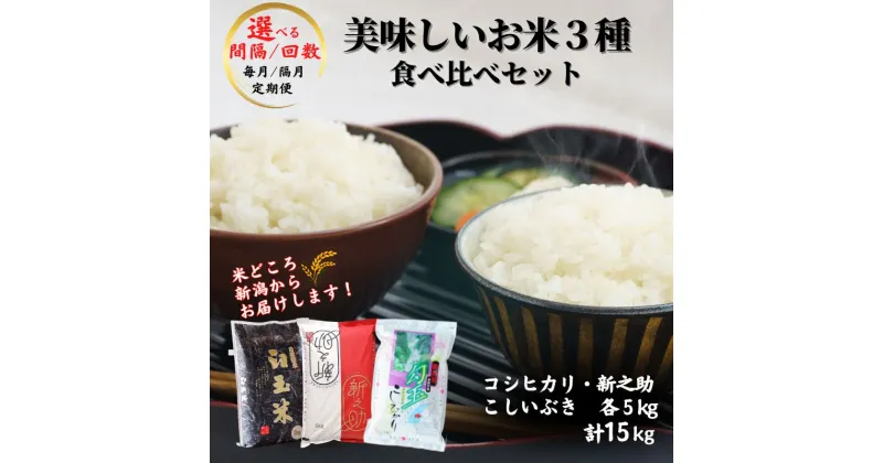 【ふるさと納税】 米 食べ比べ 選べる間隔 回数 定期便【令和6年産 新米】新之助・コシヒカリ・こしいぶき 各5kg 計15kg 食べ比べセット 新潟産コシヒカリ5kg 新潟産新之助5kg 新潟産こしいぶき5kg 糸魚川 白米 お弁当 おすすめ 人気 2024年 木島米穀店