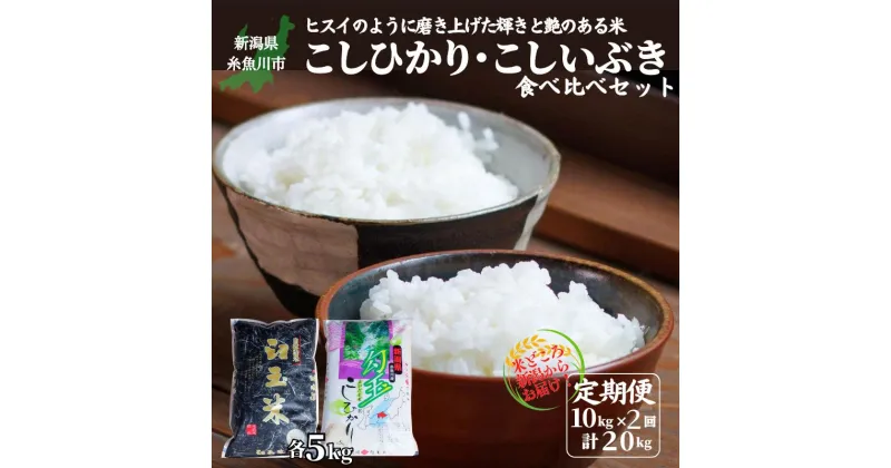 【ふるさと納税】米 食べ比べ 新米【令和6年産 新米】【2ヶ月定期便】新潟産コシヒカリ・こしいぶき 各5kg 食べ比べ 計10kg×2回 毎月お届け 全20kg 勾玉米 臼玉米 精米 白米 新潟県 糸魚川市 おにぎり お弁当 おすすめ 人気 美味しい 2024年 2か月 定期便 木島米穀店