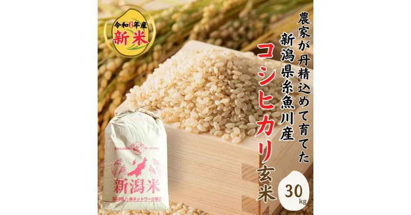 【ふるさと納税】米 新米 玄米【令和6年産 新米】新潟県産 コシヒカリ 玄米 30kg 2024年産 精米対応不可 1等米 木島米穀店【米 お米 玄米 米 こめ コメ こしひかり ご飯 ライス ブランド米 新潟県 糸魚川産 2024年産 食品 人気 おすすめ 玄米30キロ】