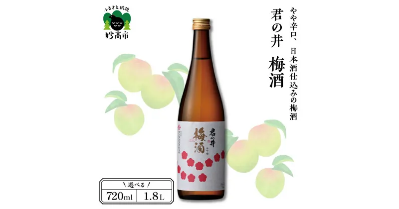 【ふるさと納税】 君の井 梅酒 選べる内容量 720ml 1.8L 1本 日本酒 梅 やや辛口 晩酌 家飲み 宅飲み ロック 冷 酒 国産 お取り寄せ 新潟県 妙高市