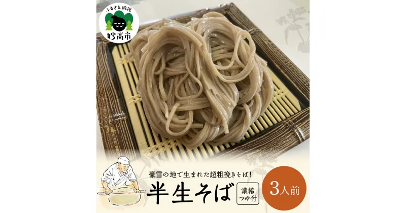 【ふるさと納税】半生そば 3人前 つゆ付 セット 冷凍 麺 国産 石臼挽き 超 粗挽き 蕎麦 そば粉 妙高産 北海道産 新潟県 妙高市