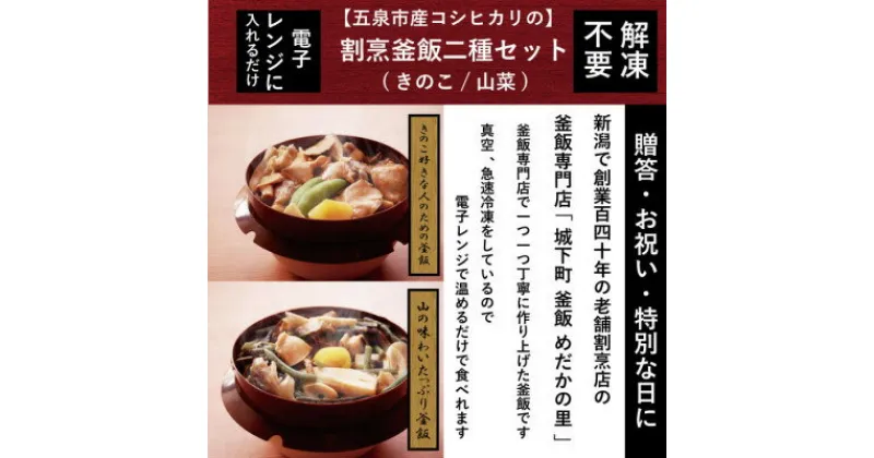 【ふるさと納税】老舗割烹仕込みの釜飯2個セット(きのこ、山菜)【配送不可地域：離島】【1492159】