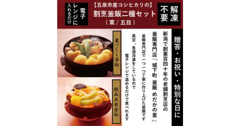 【ふるさと納税】老舗割烹仕込みの釜飯2個セット(栗、五目)【配送不可地域：離島】【1492177】