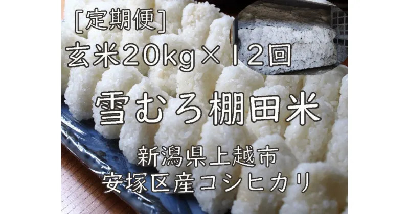 【ふるさと納税】定期便 12ヶ月 雪むろ 棚田米 コシヒカリ 20kg 玄米 [定期便]毎月発送(計12回) こしひかり 米 お米 こめ おすすめ ユキノハコ 新潟 新潟県産 にいがた 上越 上越産　定期便　お届け：寄附入金確認月の翌月から発送いたします