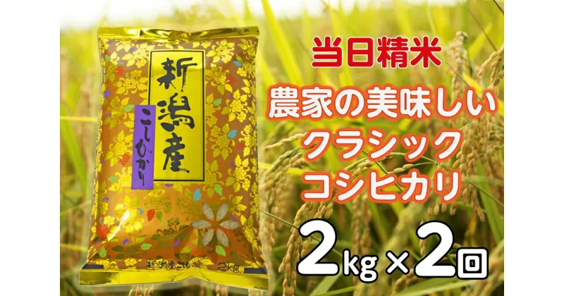 【ふるさと納税】【令和6年産新米】【2ヶ月定期便】 当日精米! 農家直送 美味しい クラシックコシヒカリ 2kg×2回 計4kg 精米 白米 水原町農産センター