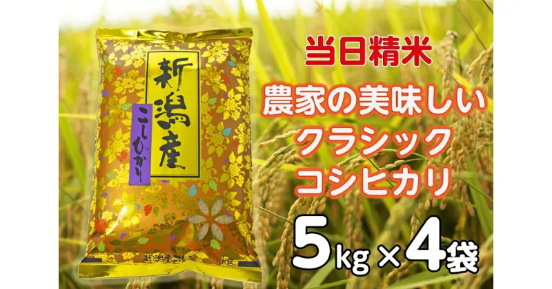 【ふるさと納税】【令和6年産新米】 当日精米! 農家直送 美味しい クラシックコシヒカリ 5kg×4袋 計20kg 精米 白米 水原町農産センター