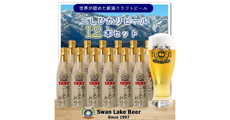 【ふるさと納税】スワンレイクビール こしひかり仕込みビール12本セット クラフトビール 地ビール 金賞 世界一 新潟 ブルワリー 贈答 ギフト クール便