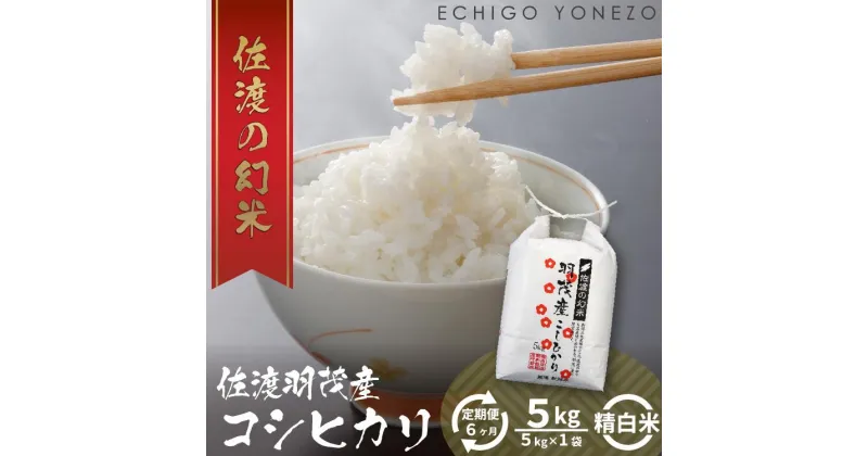 【ふるさと納税】[定期便] 羽茂産コシヒカリ 白米 5kg 6カ月 | お米 こめ 白米 食品 人気 おすすめ 送料無料