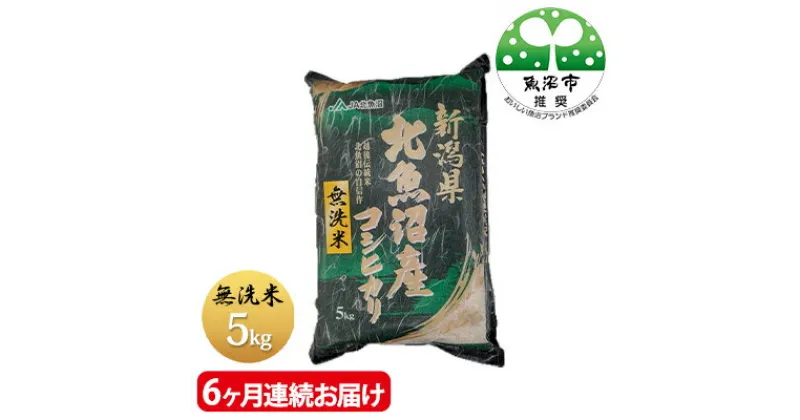 【ふるさと納税】魚沼産コシヒカリ　無洗米　5kg　6ヶ月連続お届け　定期便・お米・コシヒカリ　お届け：寄附入金月の翌月から発送