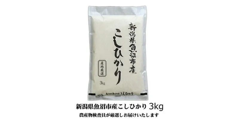 【ふるさと納税】令和6年産 農産物検査員お奨め 魚沼産こしひかり（精米）3kg　お米・コシヒカリ　お届け：10月より順次発送