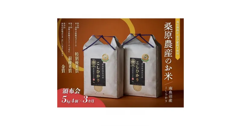 【ふるさと納税】米 定期便 コシヒカリ 南魚沼産 60kg ( 20kg × 3ヶ月) 桑原農産 | お米 こめ 白米 コシヒカリ 食品 人気 おすすめ 送料無料 魚沼 南魚沼 南魚沼市 新潟県産 新潟県 精米 産直 産地直送 お取り寄せ お楽しみ