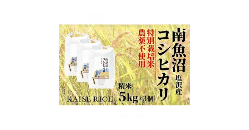 【ふるさと納税】南魚沼産塩沢コシヒカリ【従来品種】（農薬不使用）精米5kg×3個 | お米 こめ 白米 コシヒカリ 食品 人気 おすすめ 送料無料 魚沼 南魚沼 南魚沼市 新潟県産 新潟県 精米 産直 産地直送 お取り寄せ