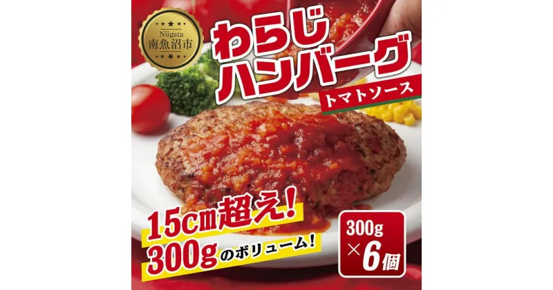 【ふるさと納税】わらじハンバーグ 300g×6 こだわり 手作り 自家製 ハンバーグ トマト ソース 大きい 温めるだけ なぐも 冷凍 惣菜 簡単 調理 肉 おかず 新潟県 南魚沼市