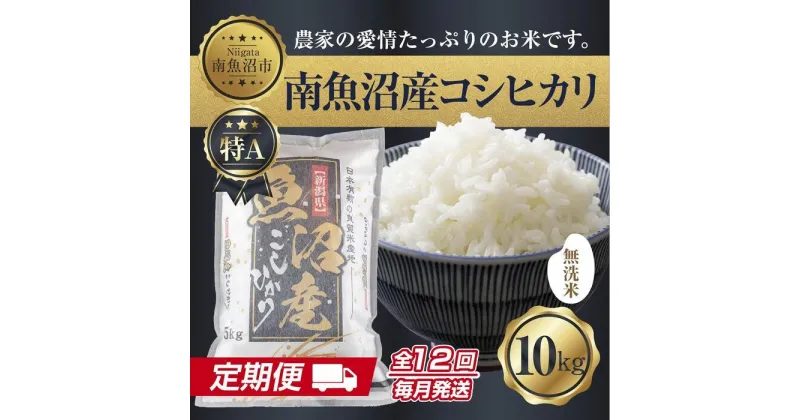 【ふるさと納税】【定期便】無洗米 新潟県 南魚沼産 コシヒカリ お米 10kg×計12回 精米済み 年間 毎月発送 こしひかり（お米の美味しい炊き方ガイド付き） | お米 こめ 白米 コシヒカリ 食品 人気 おすすめ 送料無料 魚沼 南魚沼 南魚沼市 新潟県産 新潟県 精米