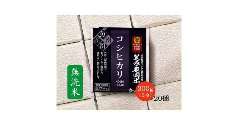 【ふるさと納税】【令和6年産新米予約／令和6年10月上旬より順次発送】米 約 6kg ( 2合 × 20個 ) お米 笠原農園米 こしひかり 新潟 南魚沼 魚沼産 南魚沼産 白米 無洗米 真空パック 簡易包装 精米 | お米 こめ 白米 コシヒカリ 食品 人気 おすすめ 魚沼 南魚沼 南魚沼市