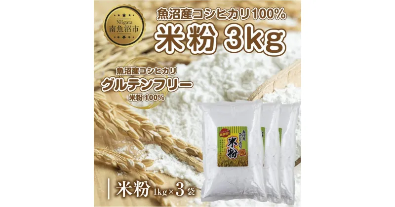 【ふるさと納税】米粉 1kg×3袋 計3kg 魚沼産 コシヒカリ 白米粉 アレルギー グルテンフリー 小麦粉不使用 お取り寄せ 製菓材料 パン作り 製菓 送料無料 コパフーズ 新潟県 南魚沼市 | 食品 加工食品 人気 おすすめ 送料無料