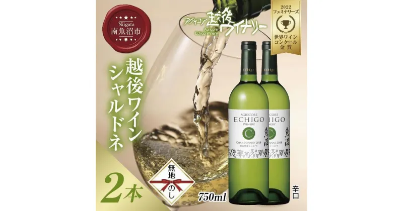 【ふるさと納税】無地熨斗 越後ワイン 白 750ml 2本セット アグリコア 越後ワイナリー 南魚沼市産シャルドネ使用 辛口 ミディアムボディ 度数12% 国産ワイン 魚沼ワイン わいん 送料無料 新潟県 南魚沼市 | お酒 さけ 人気 おすすめ 送料無料 ギフト