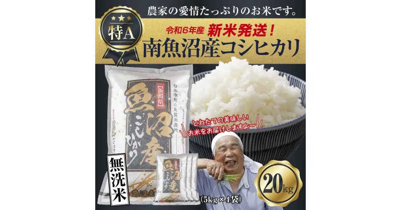 【ふるさと納税】【新米発送】「無洗米」 令和6年産 新潟県 南魚沼産 コシヒカリ お米 5kg×4袋 計 20kg 精米済み（お米の美味しい炊き方ガイド付き） お米 こめ 白米 新米 こしひかり 食品 人気 おすすめ 魚沼 南魚沼 南魚沼市 新潟県産 新潟県 精米 産直 産地直送