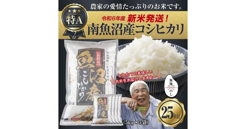 【ふるさと納税】【新米発送】「無地のし」 令和6年産 新潟県 南魚沼産 コシヒカリ お米 5kg×5袋 計 25kg 精米済み（お米の美味しい炊き方ガイド付き） お米 こめ 白米 新米 こしひかり 食品 人気 おすすめ 魚沼 南魚沼 南魚沼市 新潟県産 新潟県 精米 産直 産地直送