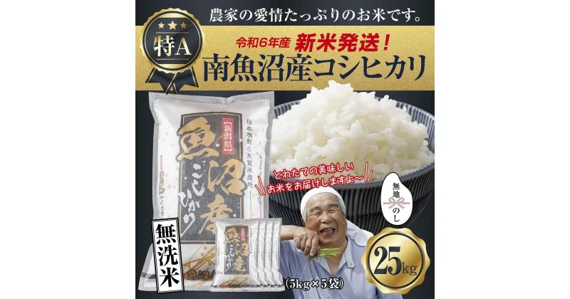 【ふるさと納税】【新米発送】無地のし 「無洗米」 令和6年産 新潟県 南魚沼産 コシヒカリ お米 5kg×5袋 計 25kg 精米済み（お米の美味しい炊き方ガイド付き） お米 こめ 白米 新米 こしひかり魚沼 南魚沼 南魚沼市 新潟県産 新潟県 産地直送