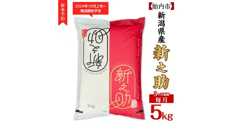 【ふるさと納税】令和6年 新米予約 新之助 5kg 定期便 3回 米 新潟 白米 16-S53【3ヶ月連続お届け】新潟県胎内市産ちょっと贅沢な新之助5kg