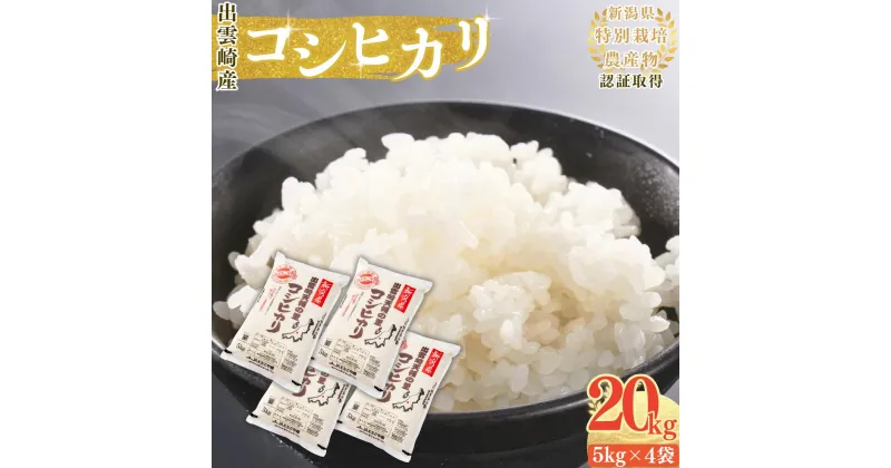 【ふるさと納税】【新米】新潟県産 コシヒカリ 20kg 出雲崎町産 「天領の里」特別栽培米 令和6年産 白米 精米 お米 4袋