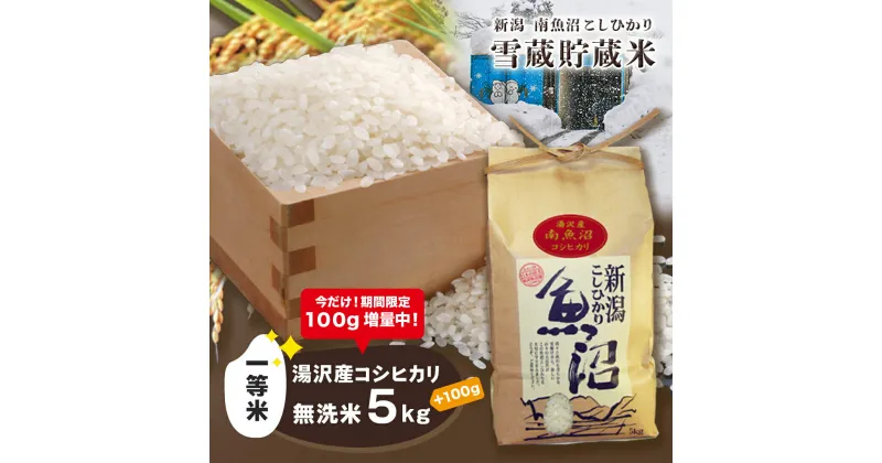 【ふるさと納税】令和6年産 湯沢産コシヒカリ 雪蔵貯蔵米 ＜無洗米＞5kg 精米したてのお米をお届け 【期間限定 100g増量中！】