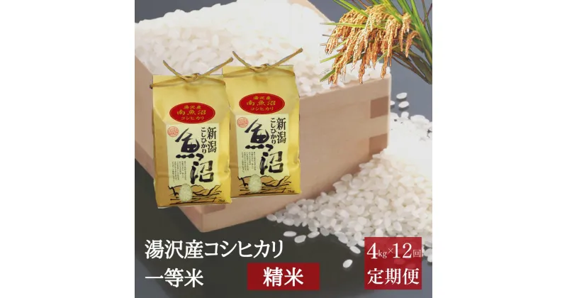 【ふるさと納税】 令和6年産 【精米4kg（2kg×2袋）12ヶ月定期便】湯沢産コシヒカリ＜精米＞（白米） 精米したてのお米をお届け 南魚沼産 こしひかり 12回定期便