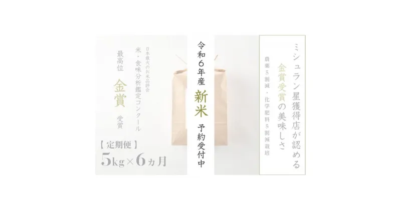 【ふるさと納税】《 令和6年産 新米 》【定期便】 5kg ×6ヵ月 金賞受賞 魚沼産コシヒカリ 雪と技　農薬5割減・化学肥料5割減栽培