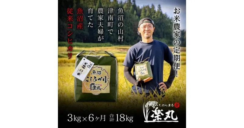 【ふるさと納税】＜定期便＞米農家直送！魚沼産従来コシヒカリ　3kg×6回　合計18kg | お米 こめ 白米 食品 人気 おすすめ 送料無料