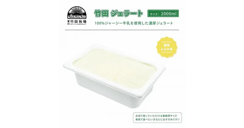 【ふるさと納税】ジャージー牛乳の濃厚ジェラート！竹田ジェラート｜濃厚ミルク味｜2000ml