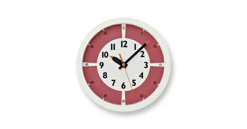 【ふるさと納税】fun pun clock with color! / レッド （YD15-01 RE）Lemnos レムノス 時計　インテリア　お届け：※申込状況によりお届け迄1～2ヶ月程度かかる場合があります。