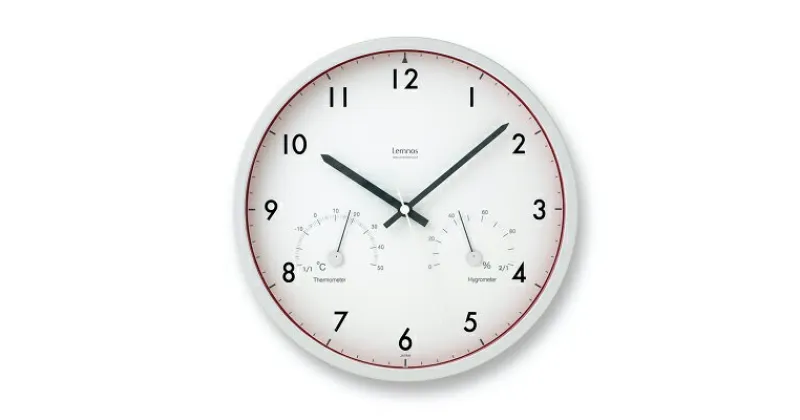 【ふるさと納税】Air clock［電波時計 温湿度計付］/ LC09-11W RE レムノス Lemnos 時計　工芸品 装飾品 LC09-11W RE 温湿度計付 電波時計 インテリア 時計