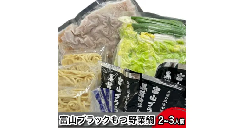 【ふるさと納税】富山ブラックもつ野菜鍋（〆らーめん入り）2～3人前　鍋セット モツ鍋 麺家いろは 干しベース 魚介風味 ブラックスープ もつ野菜鍋 セット