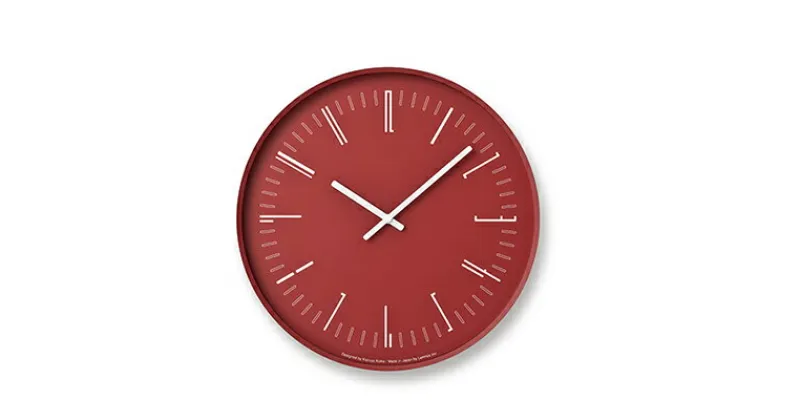 【ふるさと納税】Draw wall clock / レッド（KK18-13 RE）レムノス Lemnos 時計　 工芸品 装飾品 民芸品 伝統技術 インテリア 時計 壁掛け時計 ガラス おしゃれ アクセント