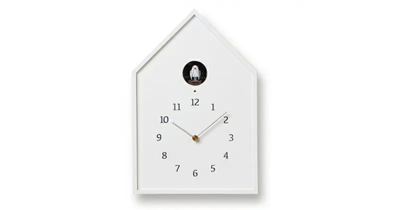 【ふるさと納税】Birdhouse Clock / ホワイト（NY16-12 WH）レムノス?Lemnos?時計　 工芸品 装飾品 民芸品 時計 伝統技術 インテリア 鳴き声 カッコー時計 奈良 雄一 ライトセンサー