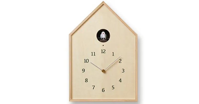 【ふるさと納税】Birdhouse Clock / ナチュラル（NY16-12 NT）レムノス Lemnos 時計　 工芸品 装飾品 民芸品 時計 伝統技術 インテリア 鳴き声 カッコー時計 奈良 雄一 ライトセンサー