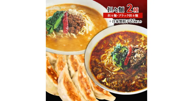 【ふるさと納税】担々麺2種（担々麺・ブラック担々麺）＋自家製餃子25個入り　 担々麺 ラーメン 麺 麺類 自家製 餃子