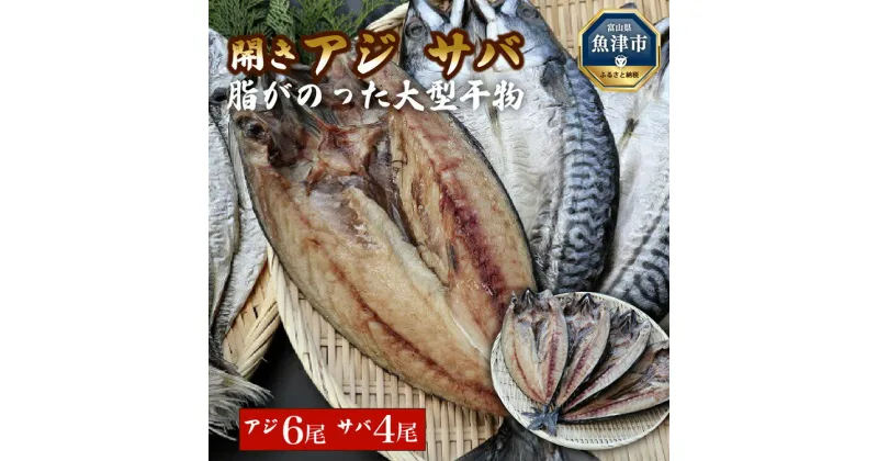 【ふるさと納税】脂がのった大型干物 開きあじ6尾 開きサバ4尾 富山 魚津 浜浦水産 鯵 アジ 鯖 さば【アジ・魚貝類・干物・鯖・サバ】