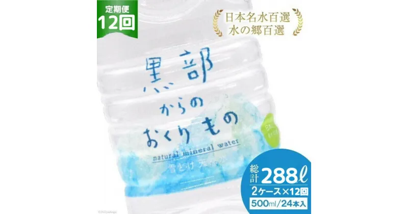 【ふるさと納税】【合計576本】定期便 黒部からのおくりもの 500ml×24本×2ケース×12回 総計288L 名水百選 黒部の名水 防災 アウトドア ペットボトル 飲料水 ミネラルウォーター 2個口配送/IAC/富山県 黒部市　定期便・ 飲み物 ドリンク ペットボトル飲料