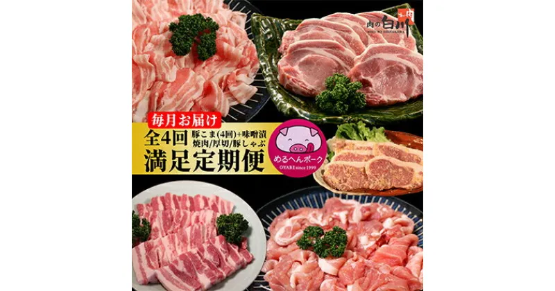 【ふるさと納税】【毎月定期便】メルヘンポーク定期便　豚こま・味噌漬・焼肉・とんかつ・しゃぶしゃぶ全4回【配送不可地域：離島・北海道・沖縄県・東北・中国・四国・九州】【4004678】