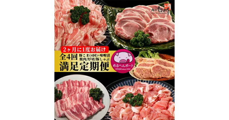 【ふるさと納税】【2ヵ月毎定期便】メルヘンポーク定期便　豚こま・味噌漬・焼肉・とんかつ・しゃぶしゃぶ全4回【配送不可地域：離島・北海道・沖縄県・東北・中国・四国・九州】【4004679】