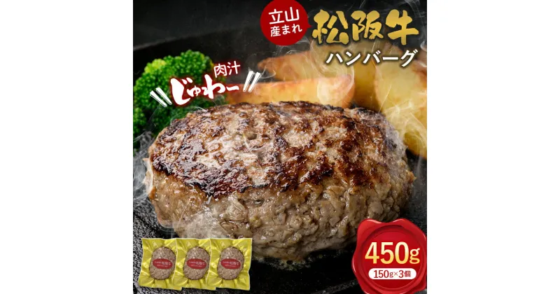 【ふるさと納税】立山産まれ 松阪牛 ハンバーグ 150g×3個 カシワファーム 和牛 牛肉 おかず 惣菜 時短 冷凍 富山県 立山町 F6T-158